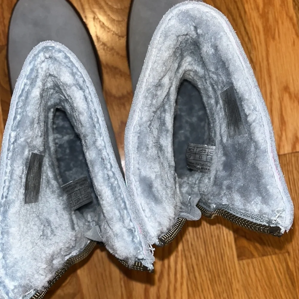 New Free People Cougar Cozy Up Shearling Boots in Ash Blue size 7